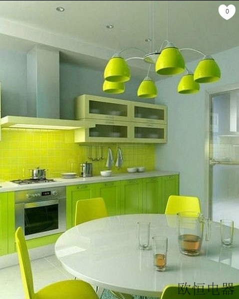 绿色厨房装修效果图，绿色控必看